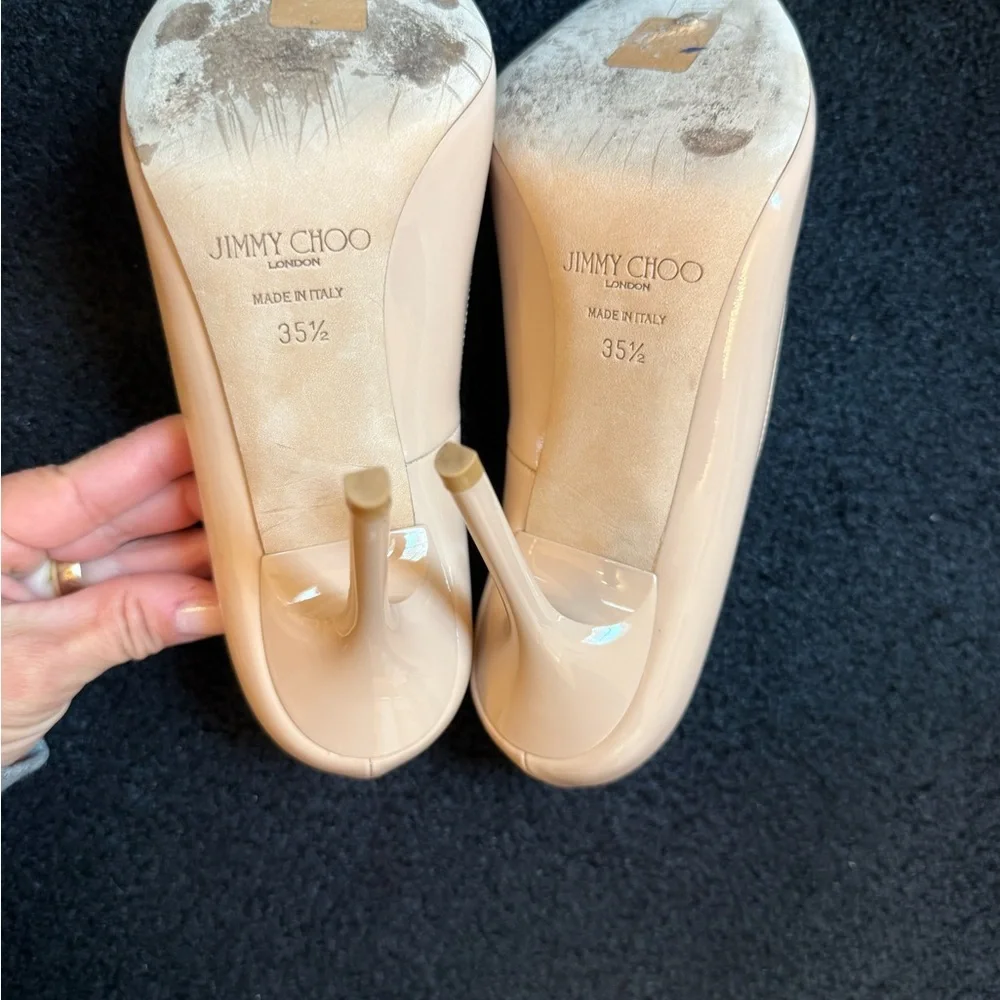 Jimmy Choo Cream Heels Elegant Patent Leather- worn once! - Picture 5 of 6